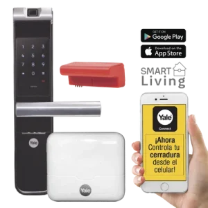 Kit Cerradura YALE-ASSA ABLOY MX89367 con manija YMF40A y HUB, Apertura por, Código, Biometría y apertura por SMARTPHONE, Para puertas de 35 a 90 mm de espesor
