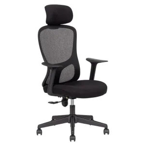 Silla De Oficina Ejecutiva - TECHNO JOURNEY RESPALDO ALTO - Negro - Respaldo en Malla y Asiento Tapizado
